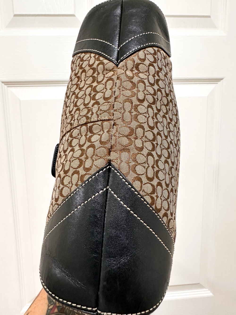 Vintage Coach Soho Signature Flap Medium Shoulder Hobo Bag Brown Jacquard 6377 - Picture 12 of 13